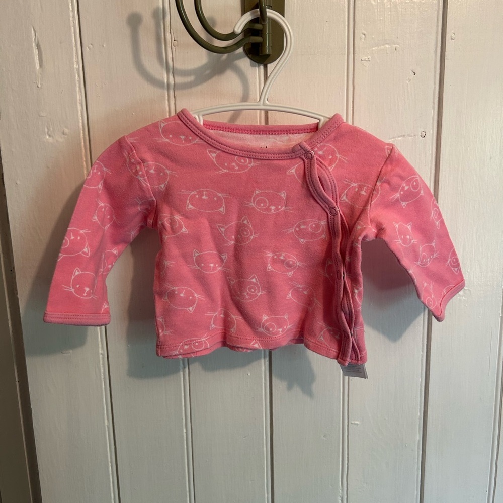 Petit Lem 3m pink cat button up cardigan